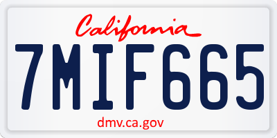 CA license plate 7MIF665