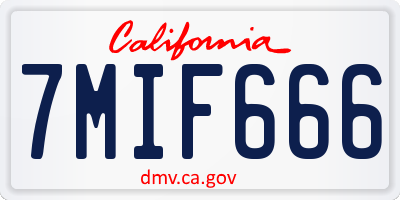 CA license plate 7MIF666