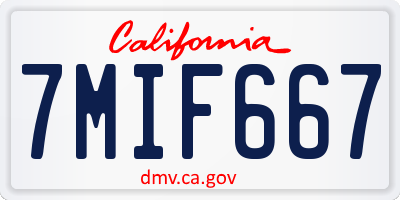 CA license plate 7MIF667