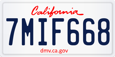 CA license plate 7MIF668