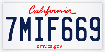 CA license plate 7MIF669