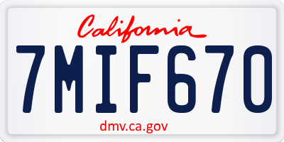 CA license plate 7MIF670