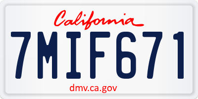 CA license plate 7MIF671
