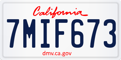 CA license plate 7MIF673