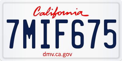 CA license plate 7MIF675
