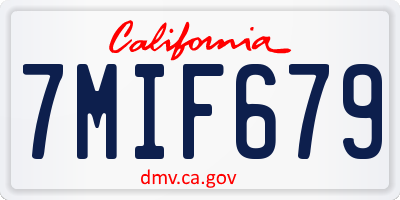 CA license plate 7MIF679