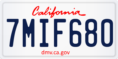 CA license plate 7MIF680