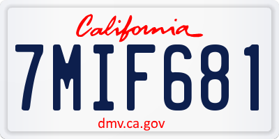 CA license plate 7MIF681