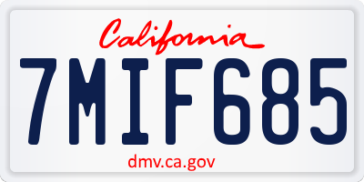 CA license plate 7MIF685