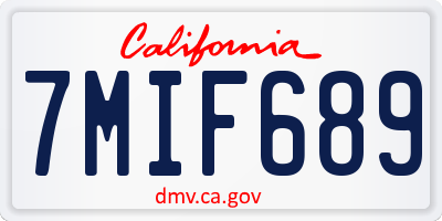 CA license plate 7MIF689