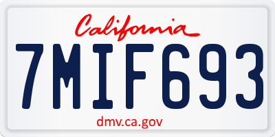CA license plate 7MIF693