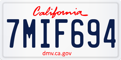 CA license plate 7MIF694