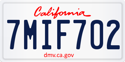 CA license plate 7MIF702