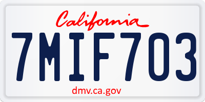 CA license plate 7MIF703
