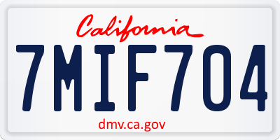 CA license plate 7MIF704