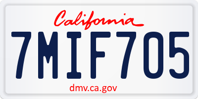 CA license plate 7MIF705