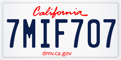 CA license plate 7MIF707