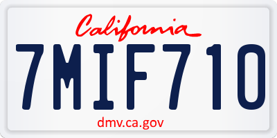 CA license plate 7MIF710