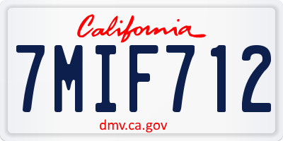 CA license plate 7MIF712