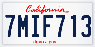 CA license plate 7MIF713