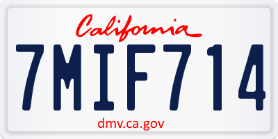CA license plate 7MIF714
