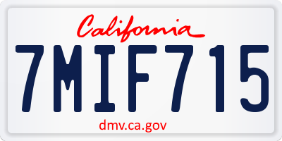 CA license plate 7MIF715