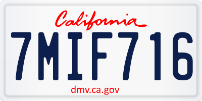 CA license plate 7MIF716