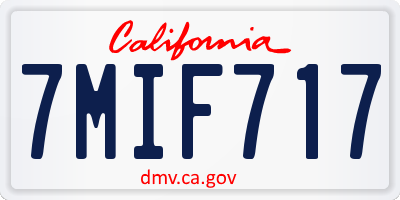 CA license plate 7MIF717