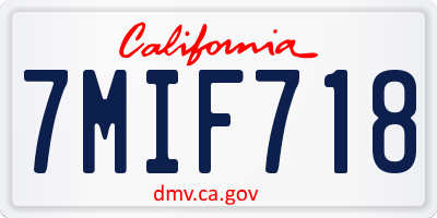 CA license plate 7MIF718
