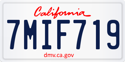 CA license plate 7MIF719