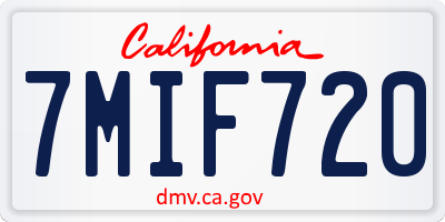 CA license plate 7MIF720