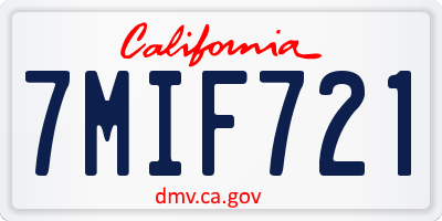 CA license plate 7MIF721