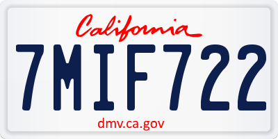 CA license plate 7MIF722
