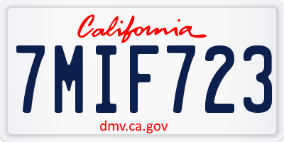 CA license plate 7MIF723