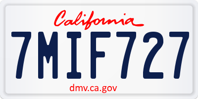 CA license plate 7MIF727