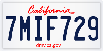 CA license plate 7MIF729