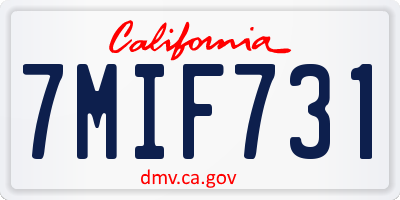 CA license plate 7MIF731