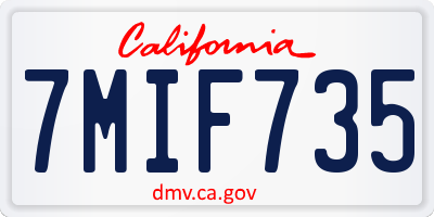 CA license plate 7MIF735
