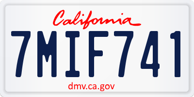 CA license plate 7MIF741