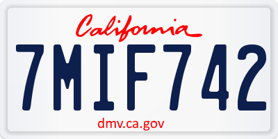 CA license plate 7MIF742