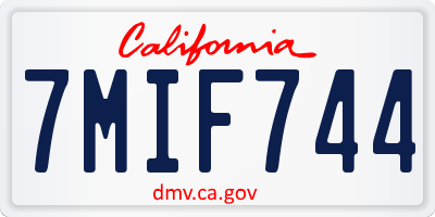 CA license plate 7MIF744