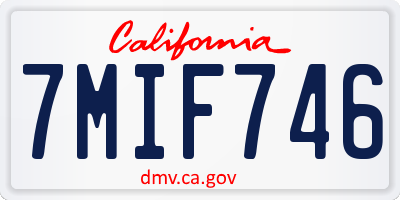 CA license plate 7MIF746