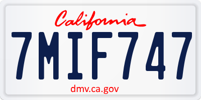 CA license plate 7MIF747