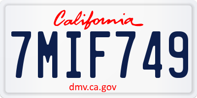 CA license plate 7MIF749