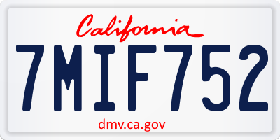 CA license plate 7MIF752
