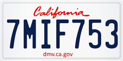 CA license plate 7MIF753