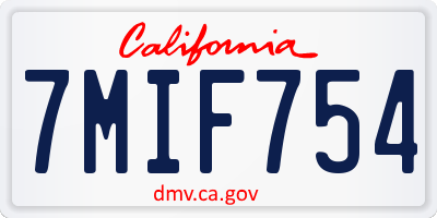 CA license plate 7MIF754