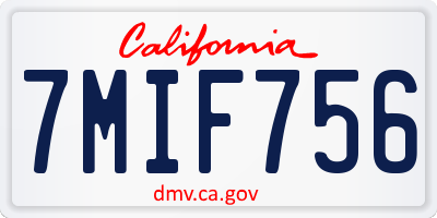 CA license plate 7MIF756