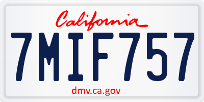 CA license plate 7MIF757