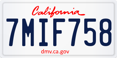 CA license plate 7MIF758